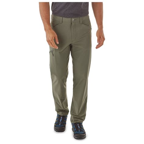 Patagonia quandary pants - UPF 50+ fabric shields you from harmful UV rays. Inseam gusset and articulated knees enhance mobility. Pants convert to capris; tab, loop and metal snap keep cuffs in place. Waistband has belt loops, metal button, hidden drawcord and a zippered fly. Front drop-in pockets; back pockets (right-rear pocket with reverse-coil zipper closure); secure ...